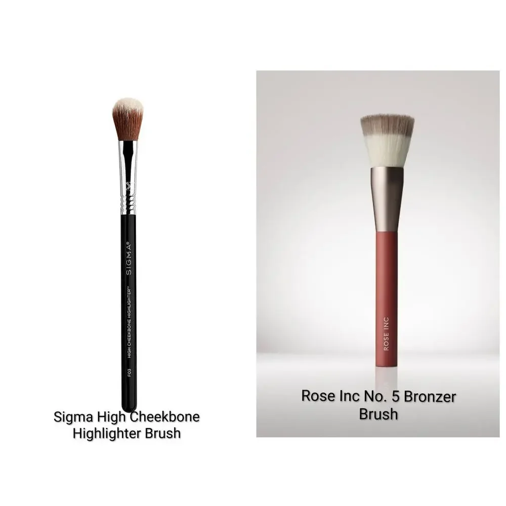 Lot of 2 Makeup Brushes – Sigma F03 High Cheekbone + Rose Inc No. 5 | NWT